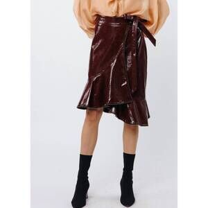 NEW CIEBON gimela vegan leather skirt in red